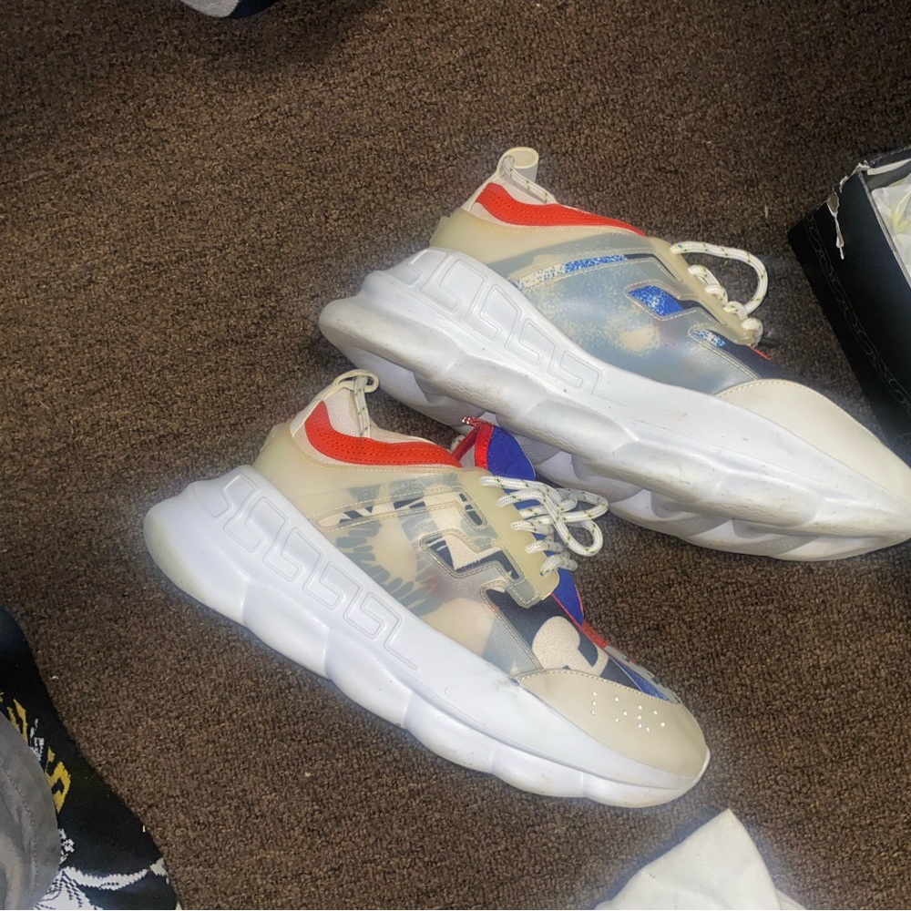 Versace Cream and Red Sneakers
